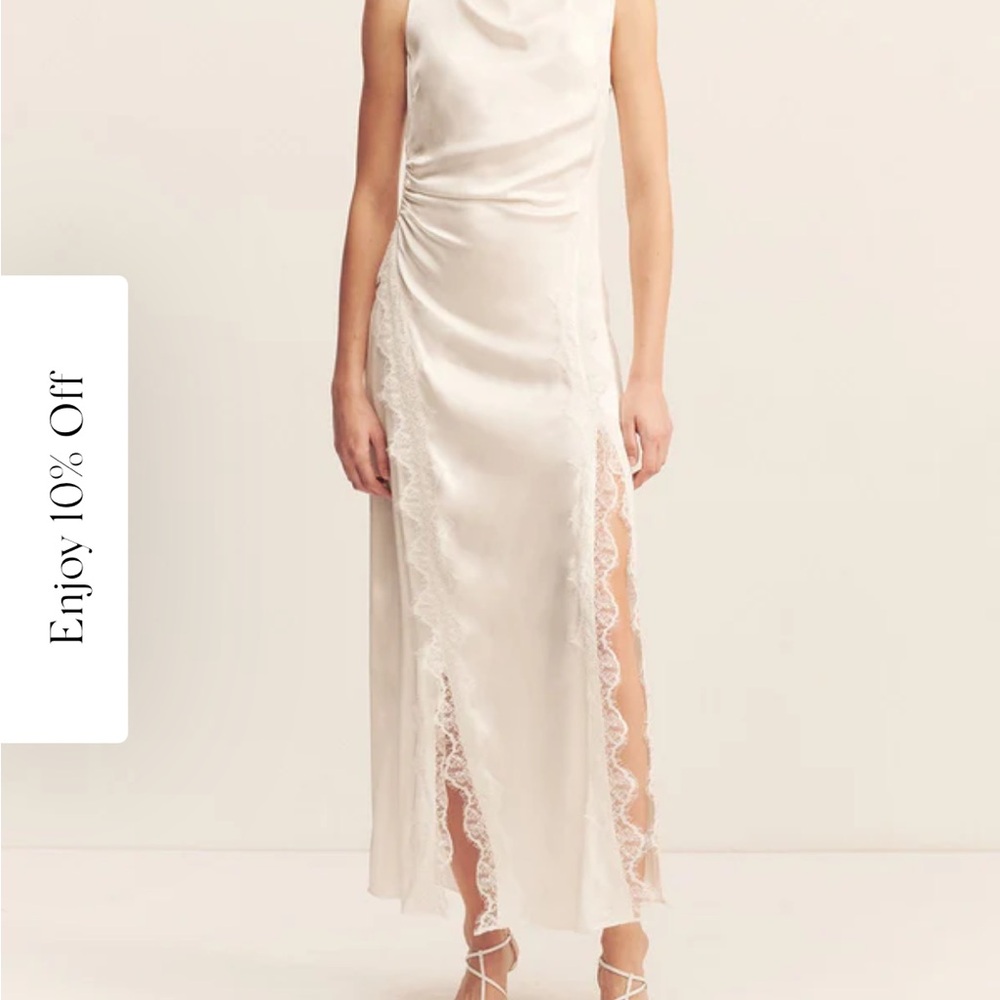 Shona Joy Cream Maxi Dress with Lace Trim